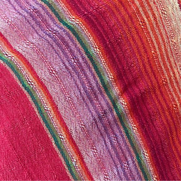 VINTAGE SARAPE COTTON WRAP SKIRT RAINBOW MULTICOLOR STRIPED MIDI - Picture 10 of 13